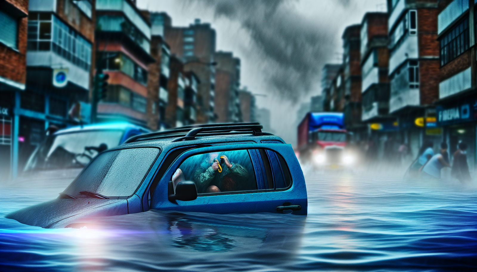 Carro inundado