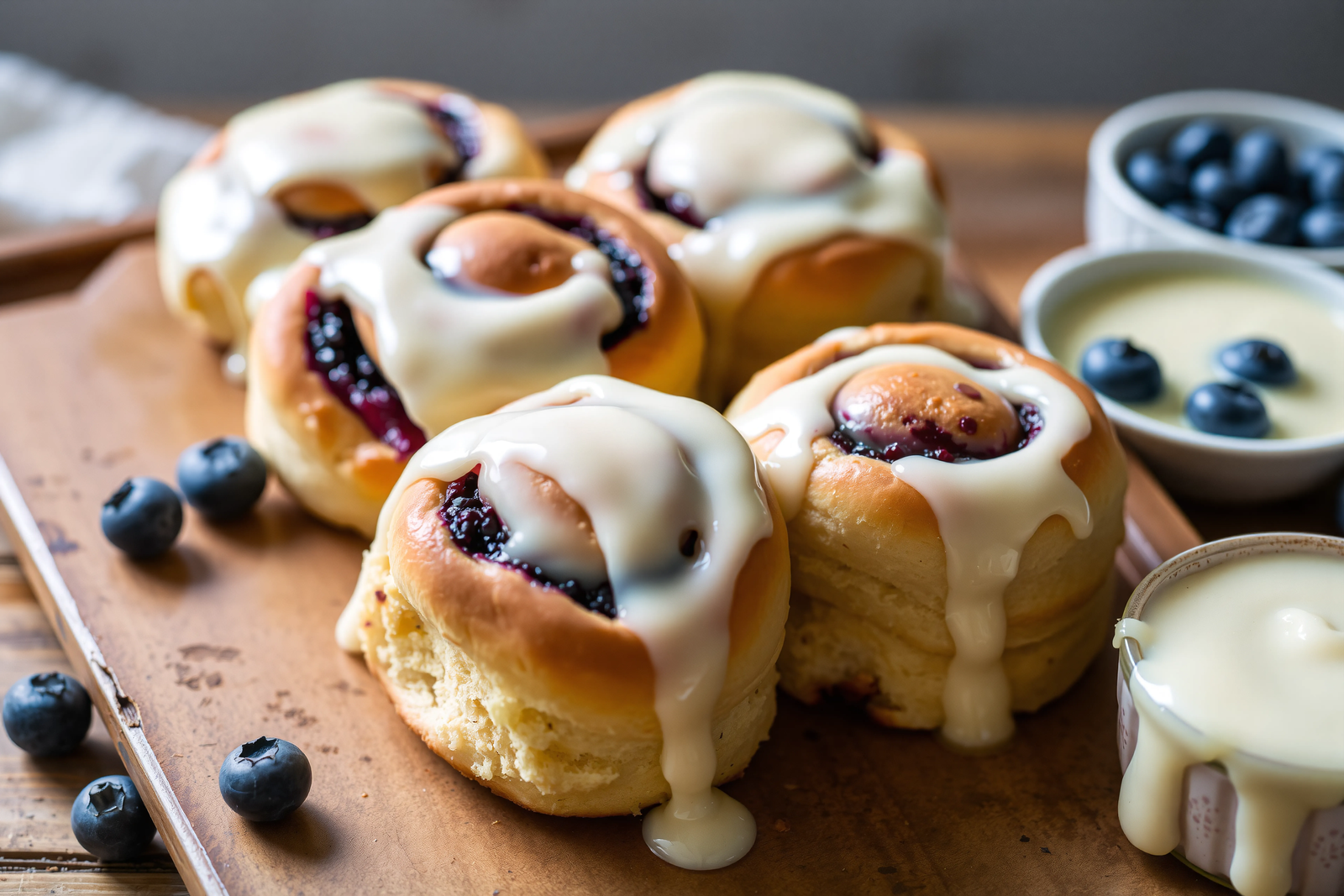 Rollos de Arándanos con Glaseado de Queso Crema: ¡Irresistibles!