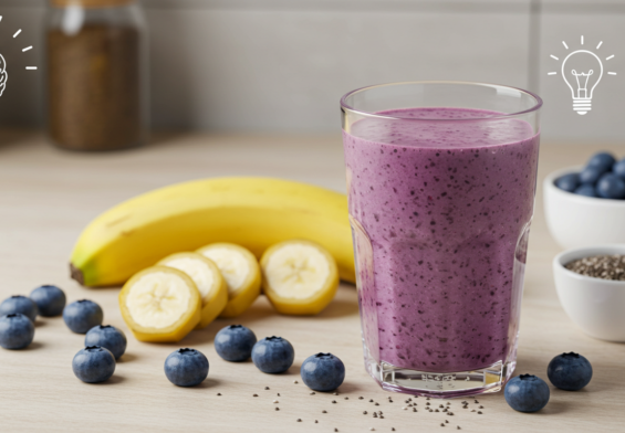 Licuado para el Cerebro: Arándanos, Plátano y Chía