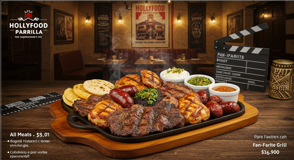 Hollyfood Parrilla: Sabor colombiano y cine por $36.900
