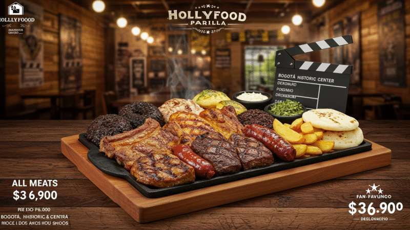 Hollyfood Parrilla: Sabor colombiano y cine por $36.900