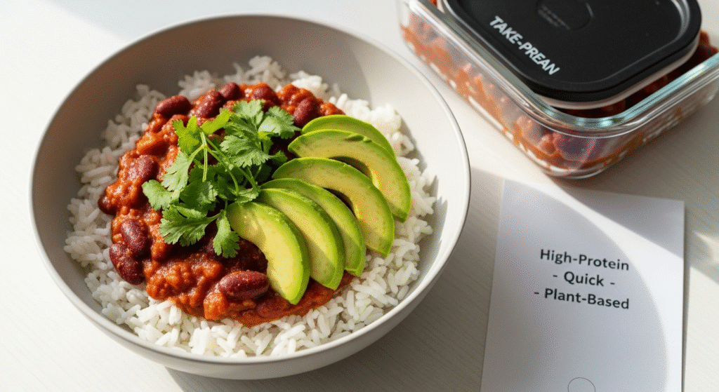Arroz con Chili de Alubias: Cena Vegetariana Proteica