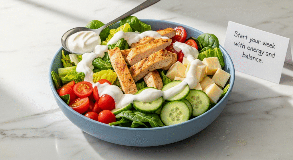 Ensalada de pollo y queso 2