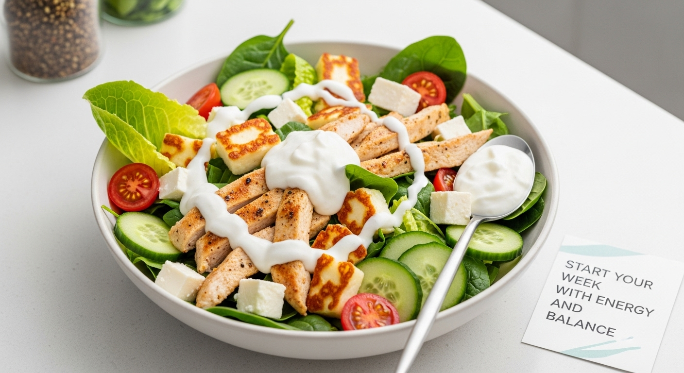 Ensalada de pollo y queso