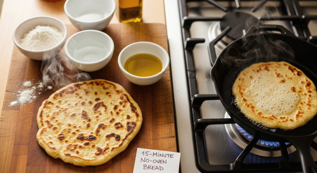 Pan Casero en Sartén con Solo 3 Ingredientes