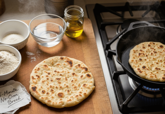 Pan Casero en Sartén con Solo 3 Ingredientes