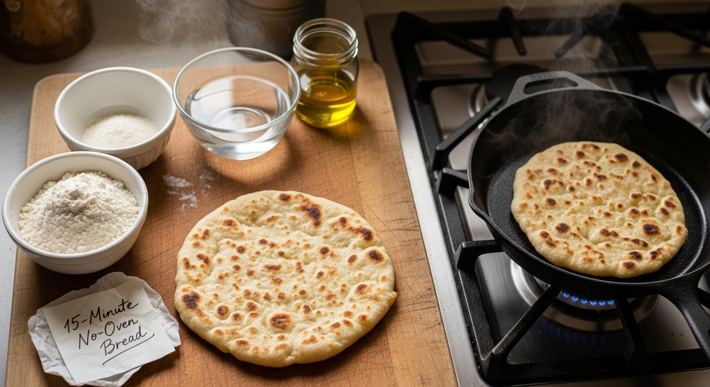 Pan Casero en Sartén con Solo 3 Ingredientes
